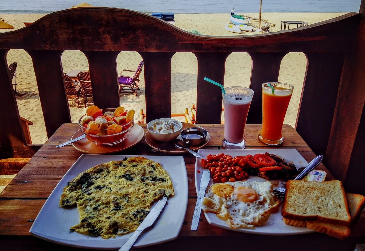 Beach shack breakfast spread in Goa