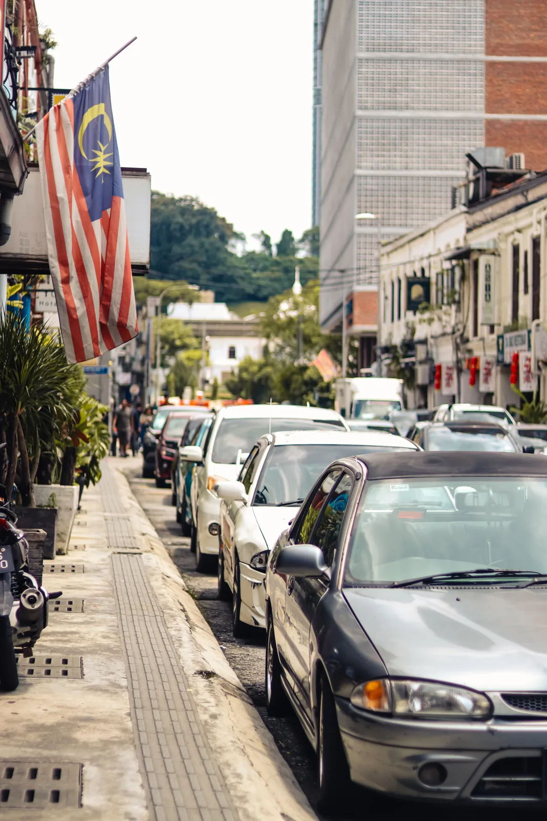 Heritage street with traditional shophouses in Malaysia