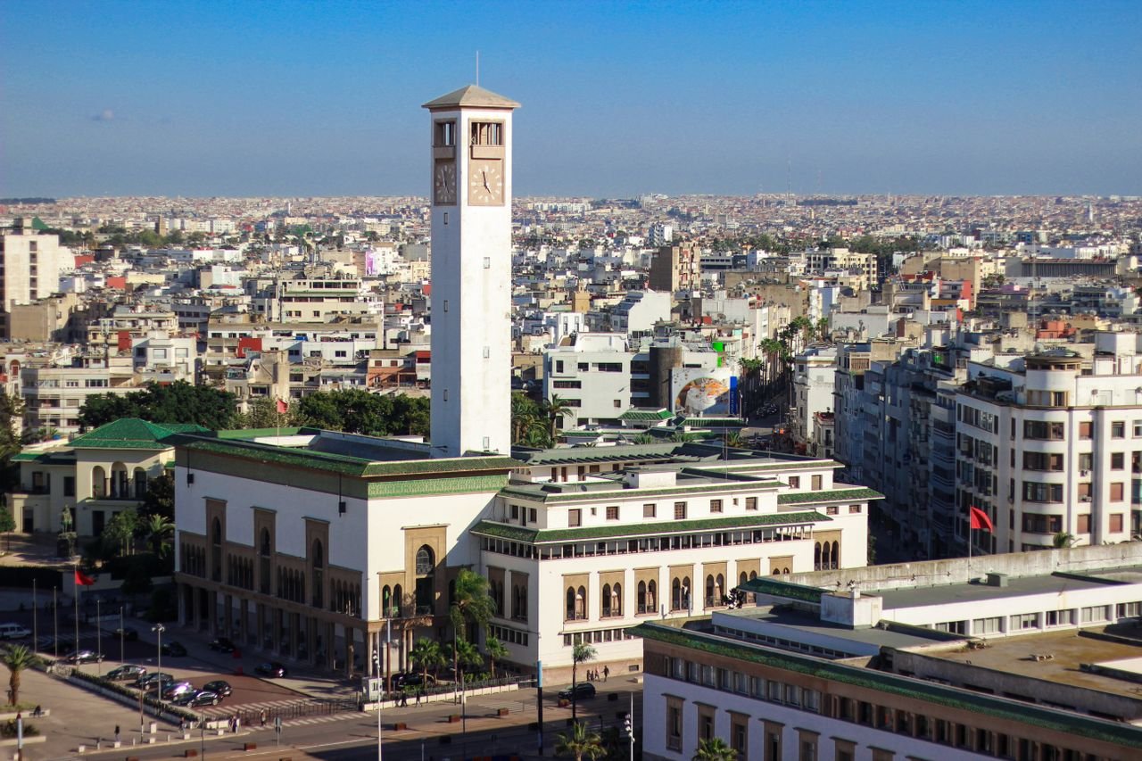 Aerial view of central Casablanca, Morocco