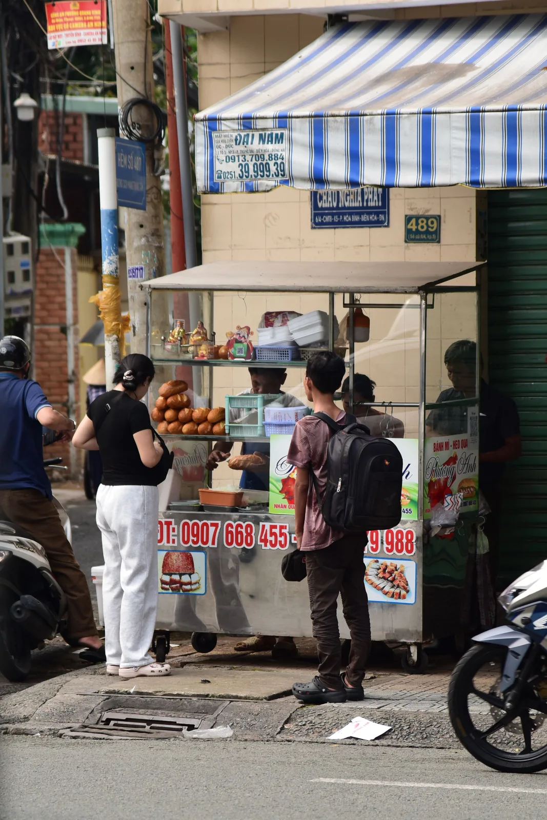 Street market stalls and vendors in Vietnam