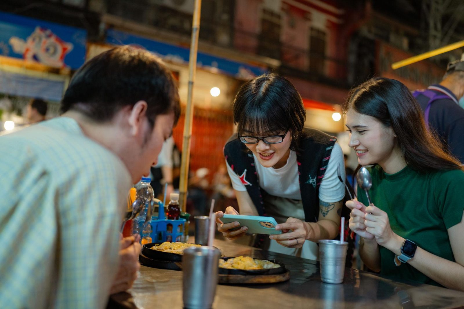 Street food stalls in Bangkok's Chinatown at night