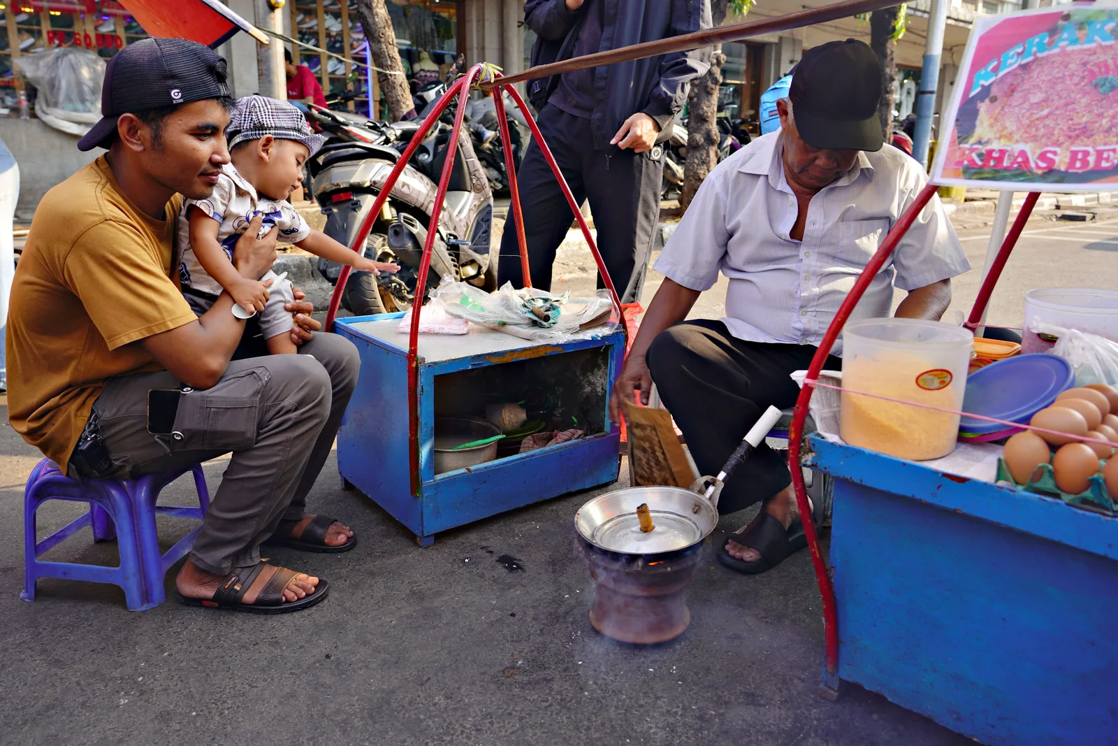 Food vendor stall at a covered market