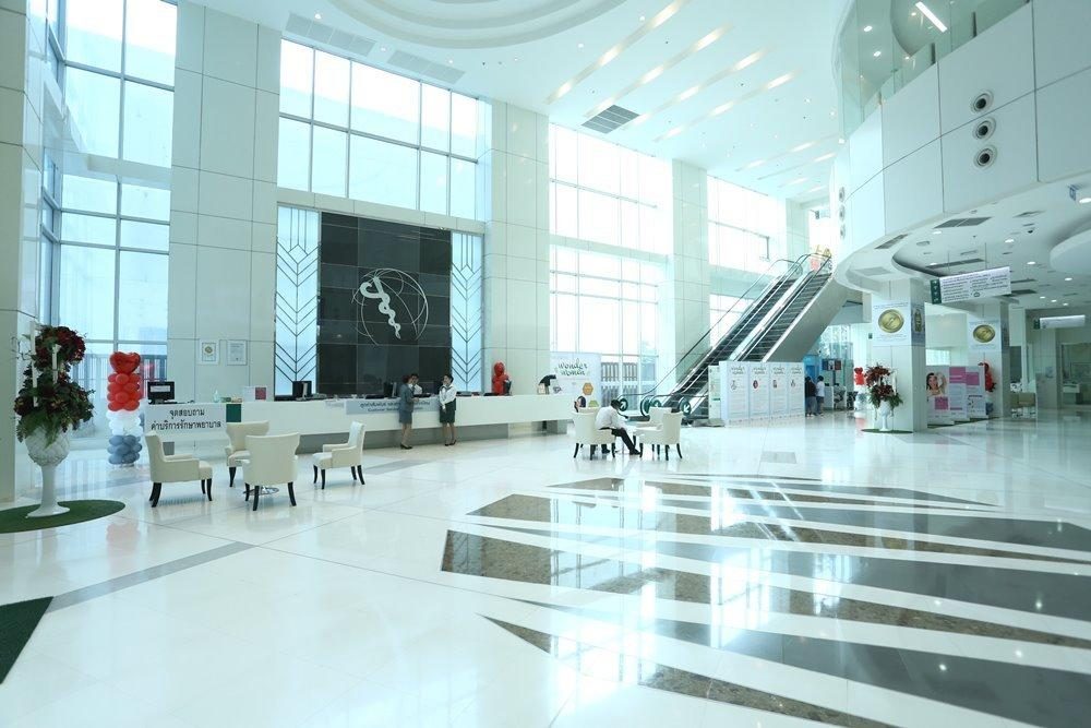 Reception area of a private hospital in Bangkok